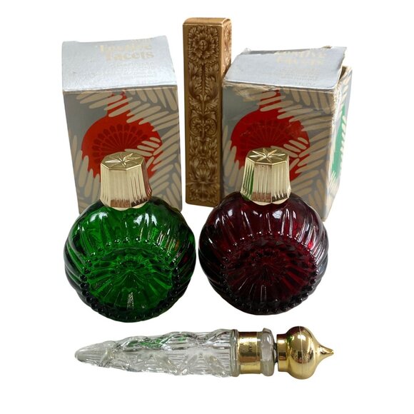 Vintage Avon Glass Christmas Ornament & Icicle Empty Bottles with Boxes - Picture 1 of 5